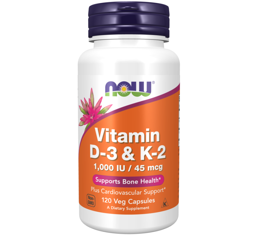 Vitamin D-3 + Vitamin K-2 (1000 U.I. / 45 Mcg) 120 Cápsulas Vegetais Now